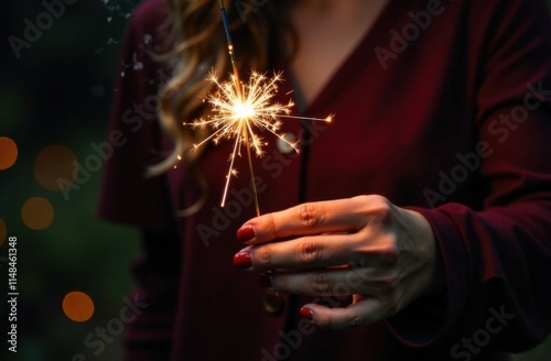 Hand Holding Sparkler.