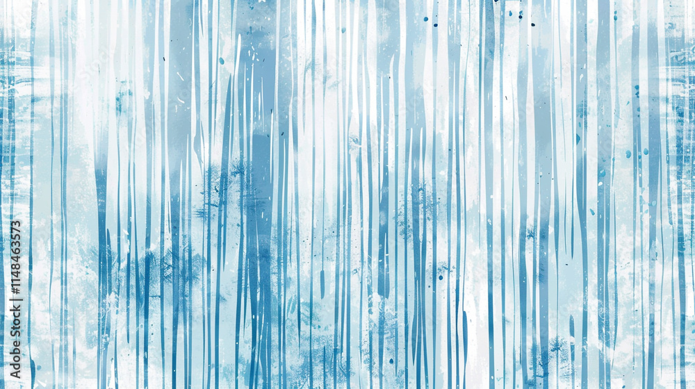 A blue and white painting of trees with blue paint splatters. A blue and white painting of trees with blue paint splatters.
