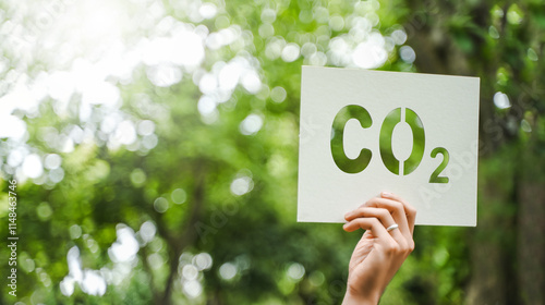 CO2 reduction symbol, climate change limiting global warming and sustainable development and green business and icons for ESG, CO2 and Net Zero. photo