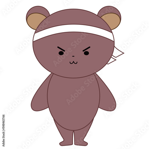 ハチマキを巻いたやりきに満ちたくま