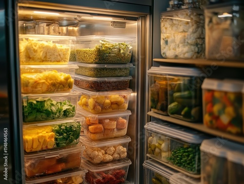 Organizing premium food ingredients kitchen refrigerator food photography modern kitchen close-up freshness and quality