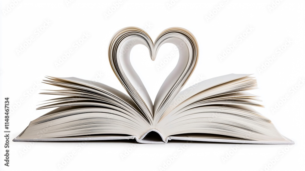 Valentine. A book with pages forming a heart shape, symbolizing love for reading and literature. Valentine. A book with pages forming a heart shape, symbolizing love for reading and literature.