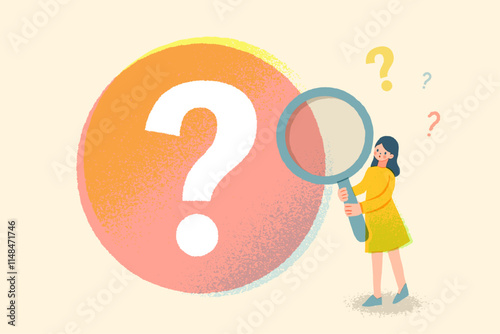 疑問を分析する女性のイメージイラスト