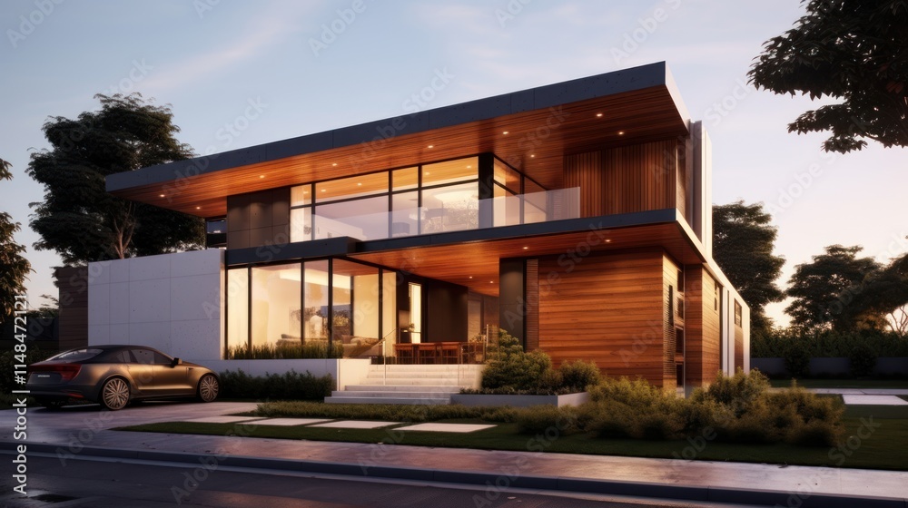 Modern Two Story House With Wood And Concrete Exterior Modern Two Story House With Wood And Concrete Exterior