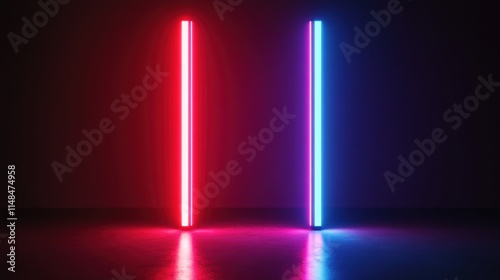 Vibrant Neon Lights: A Study in Red and Blue Illumination
