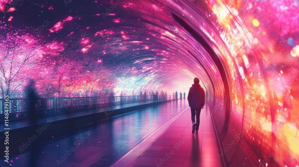 Illustration of Sakura Tunnel in Japan Illustration of Sakura Tunnel in Japan