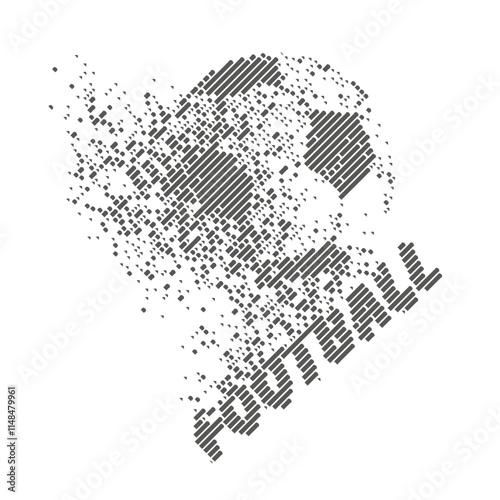 Soccer ball. Concept of the game of football. Particle decay effect. Vector illustration.