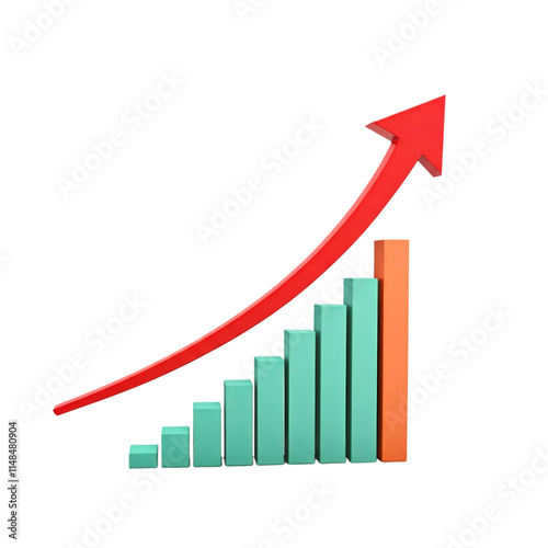 3D red business arrow graph going up volatile market graph photo