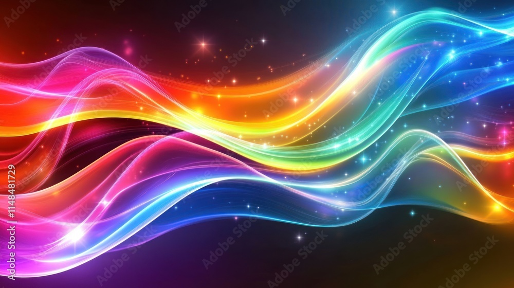 Rainbow Light Waves Flowing Through Space Rainbow Light Waves Flowing Through Space