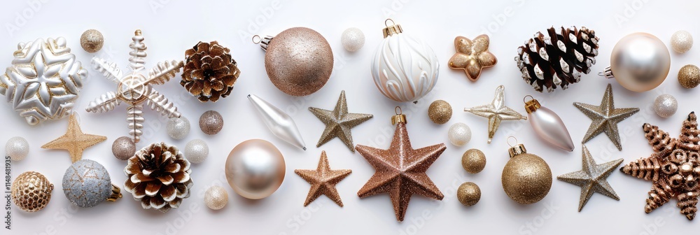 Multicolored stars and balls scattered on a blue background create a festive concept for the new year. Multicolored stars and balls scattered on a blue background create a festive concept for the new year.