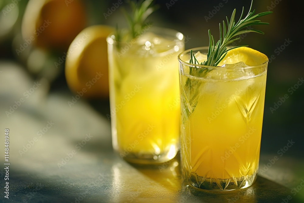 Fototapeta premium Lime Lemonade with rosemary and ice