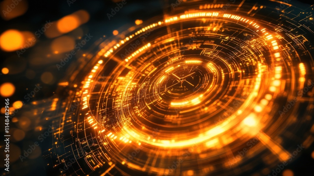 Abstract Orange Digital Futuristic Circular Design