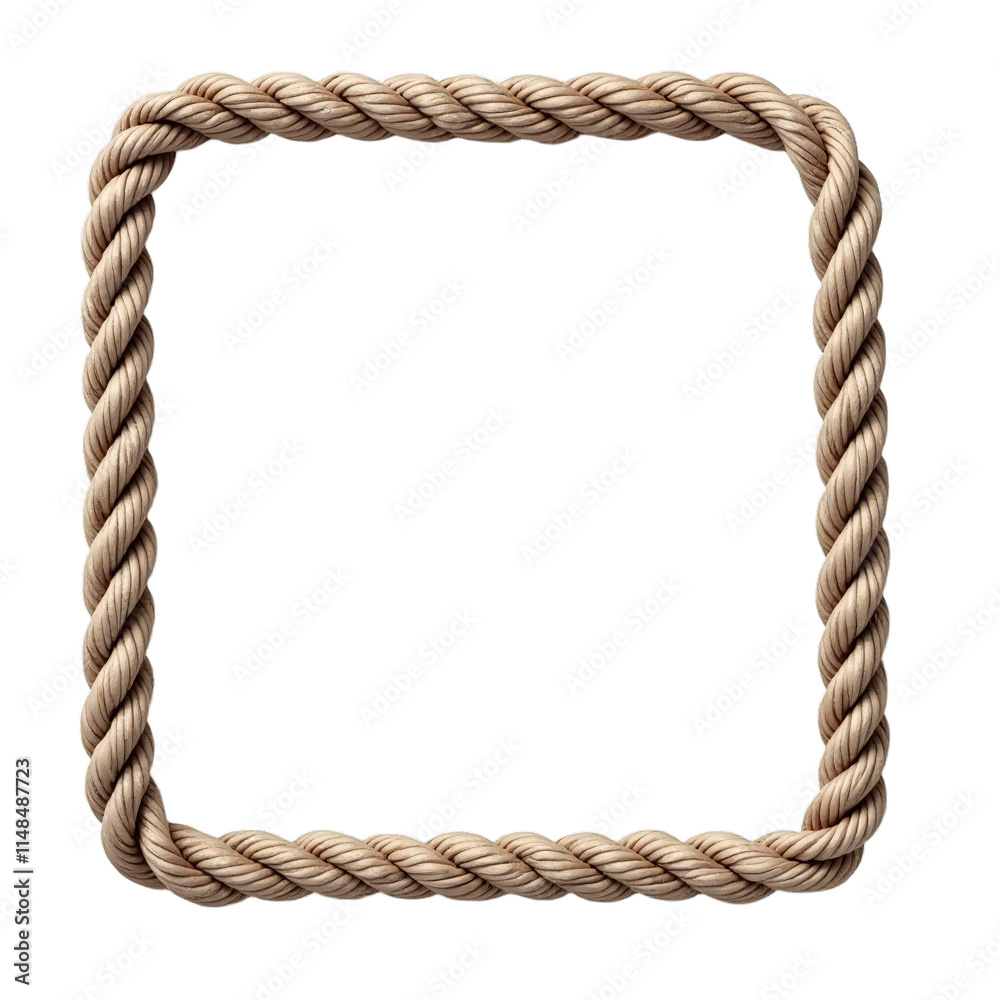 A cream rope square frame on a black background