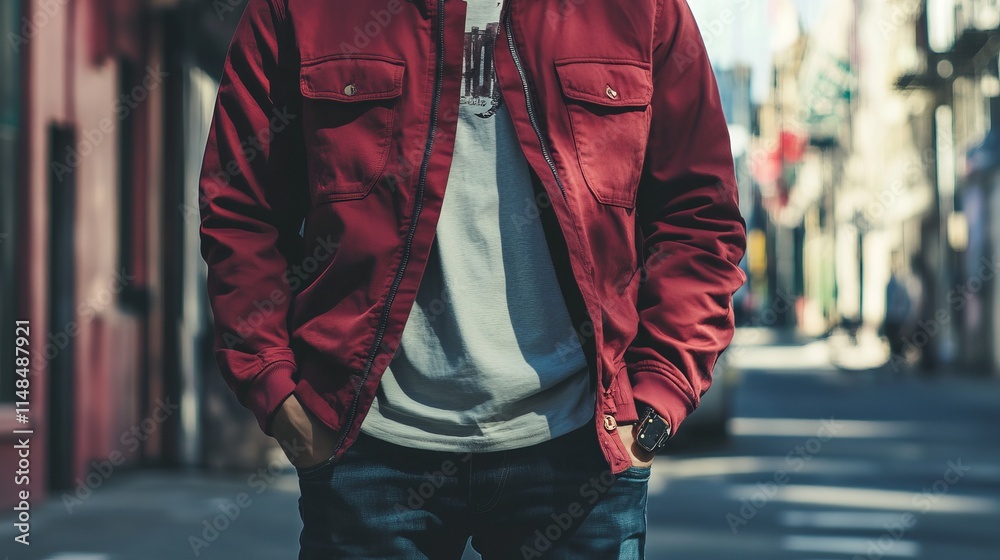 Obraz premium casual urban wear, street style, relaxed fashion, city outfit, trendy clothes
