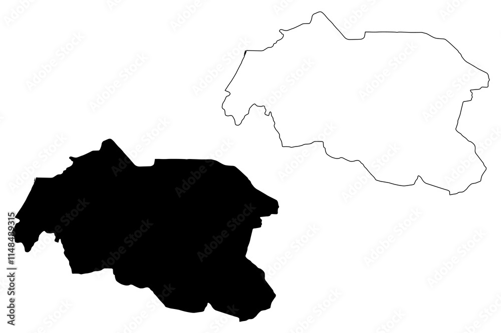 Fototapeta premium Louga Region (Regions of Senegal, Republic of Senegal) map vector illustration, scribble sketch Louga map