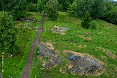 Trip to Kinnekulle in Sweden Skaraborg on a rainy summer day in July photo