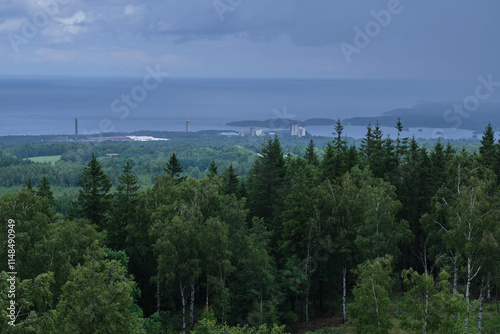 Trip to Kinnekulle in Sweden Skaraborg on a rainy summer day in July photo