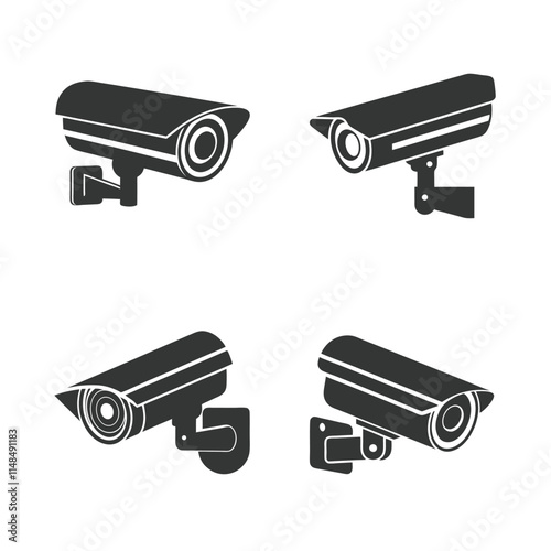 Minimal Security CC Camera set silhouette Vector Design.