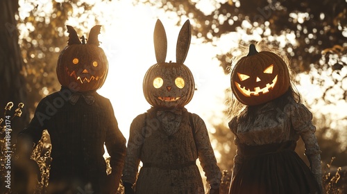 Three Creepy Figures in a Forest for Halloween

 photo