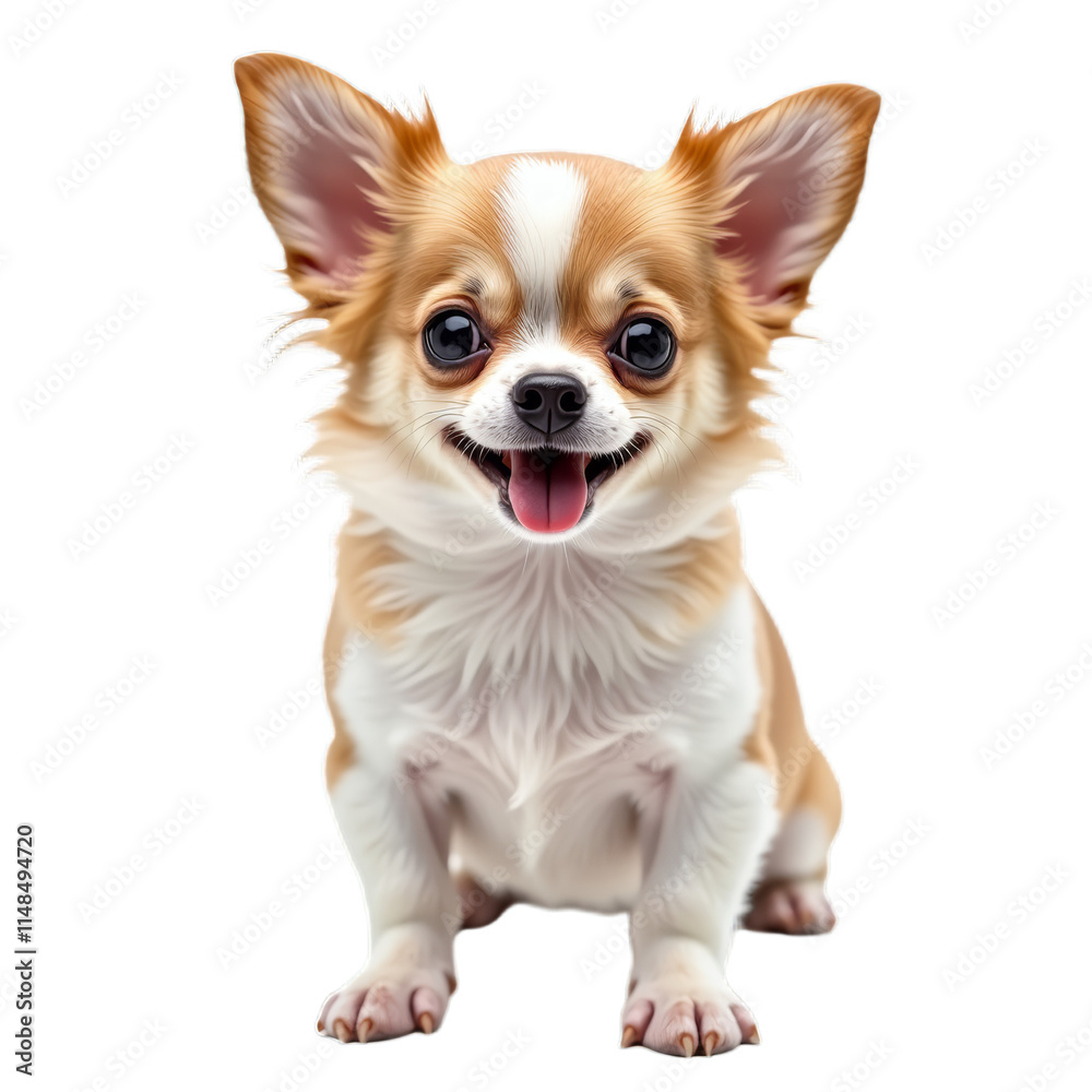 Cute small brown and white chihuahua puppy with big ears Cute small brown and white chihuahua puppy with big ears