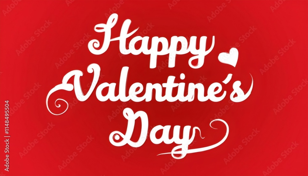 Romantic red background featuring white Valentine's Day greeting with decorative swirls and heart shaped elements Romantic red background featuring white Valentine's Day greeting with decorative swirls and heart shaped elements