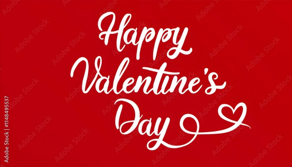 Elegant white lettering forming the phrase Happy Valentine's Day with a heart shape on a red background Elegant white lettering forming the phrase Happy Valentine's Day with a heart shape on a red background