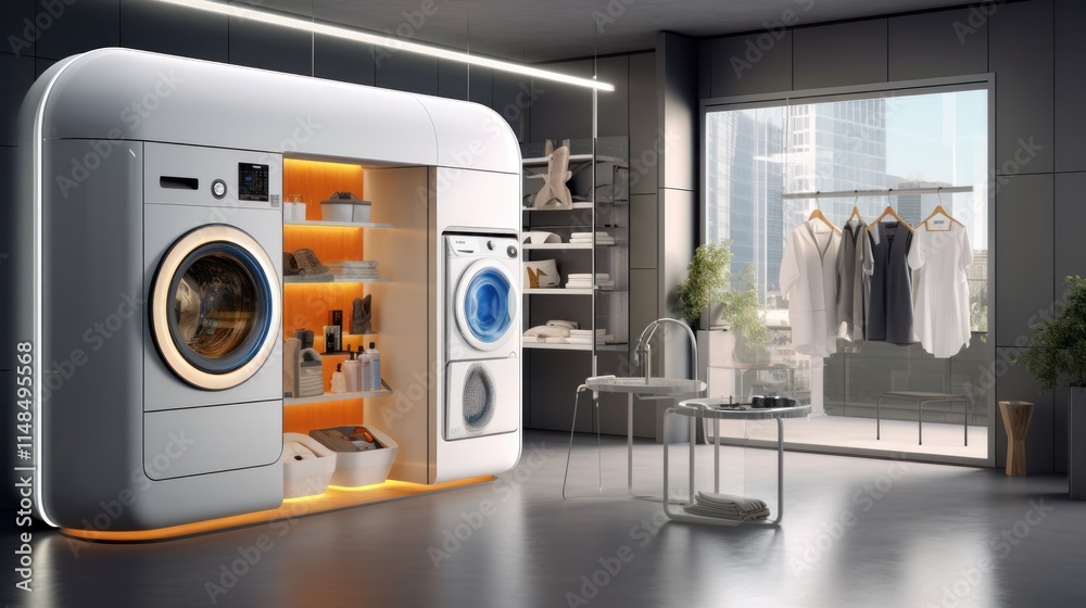 Modern Laundry Unit Integrated Storage Closet Design Modern Laundry Unit Integrated Storage Closet Design