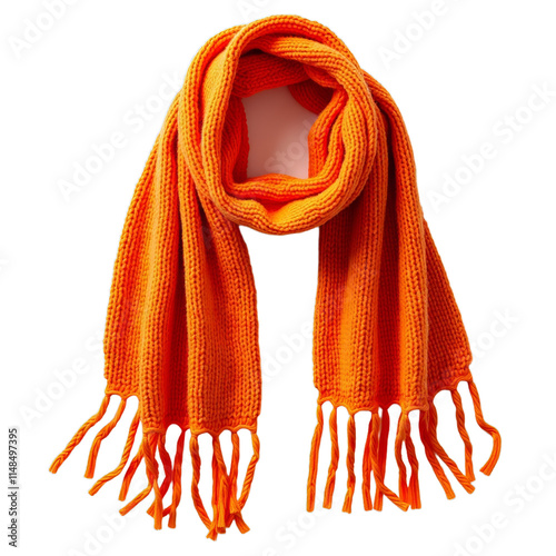 Orange knitted scarf with tassels