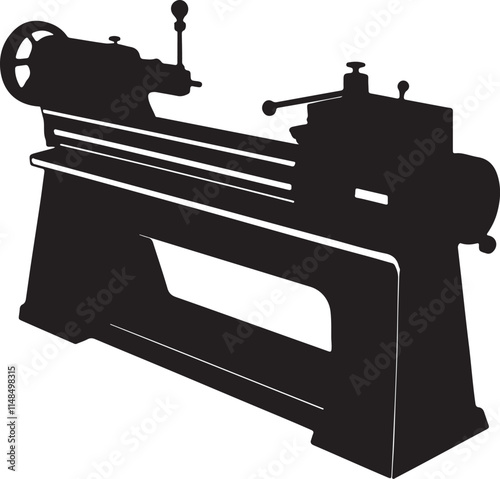 Lathe machine to making clothes silhouette vector art and illustration design