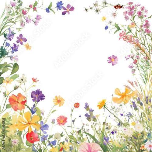 flower theme pattern with watercolor