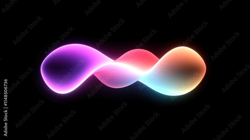Glowing Neon Waves Intertwine Forming Abstract Shape Glowing Neon Waves Intertwine Forming Abstract Shape