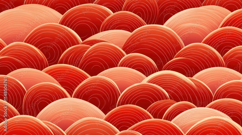 Obraz premium Modern red seigaiha vector with clean, minimalistic wave lines in a flat, uniform design for seamless repetition.