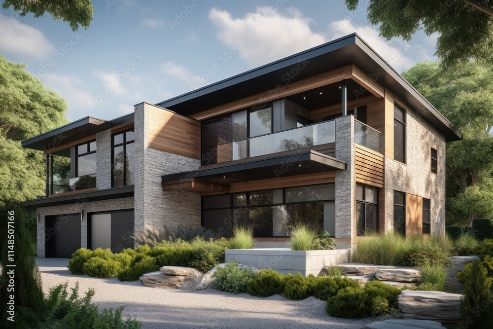 Modern Stone And Wood Luxury Home Design Modern Stone And Wood Luxury Home Design
