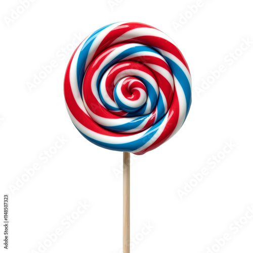 Red white and blue lollipop on stick