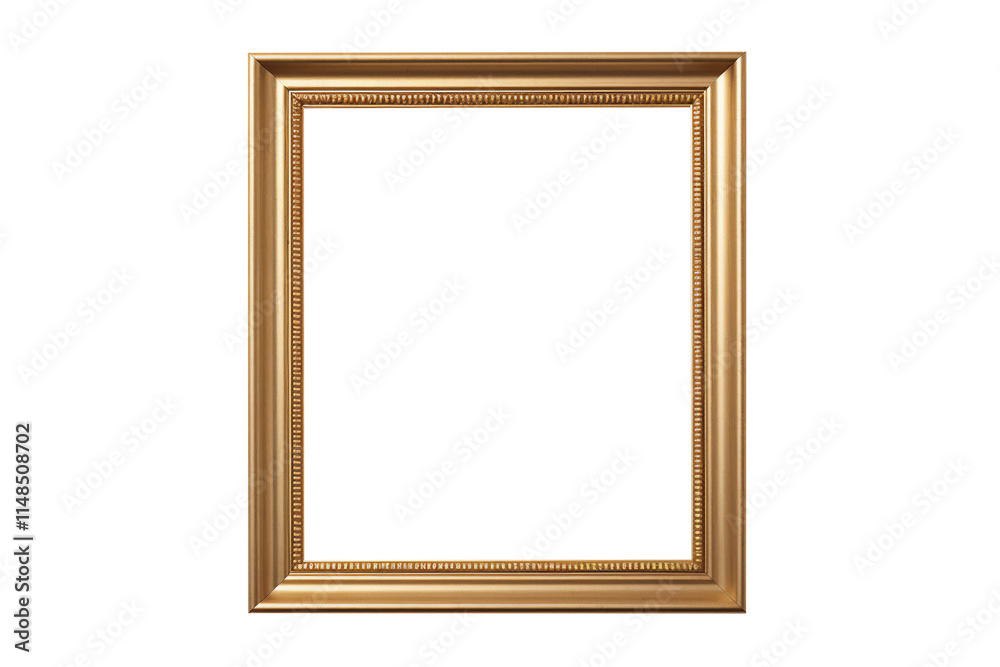 Fototapeta premium Gold gilt picture frame with an empty blank canvas for use as a border or home décor, stock photo isolated on a white background