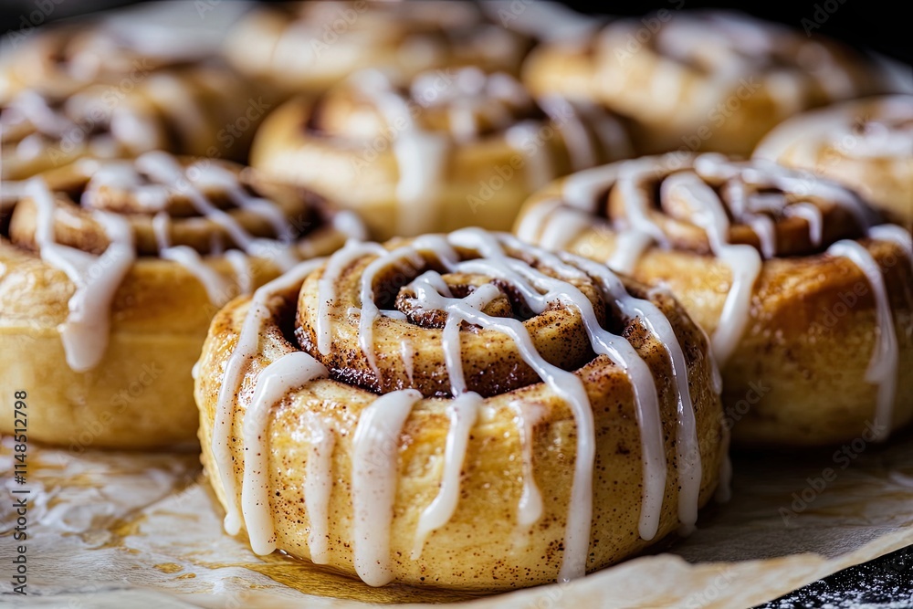 Cinnamon rolls with glaze, delicious-looking, close-up image. Culinary, pastry or sweet treat concepts Cinnamon rolls with glaze, delicious-looking, close-up image. Culinary, pastry or sweet treat concepts