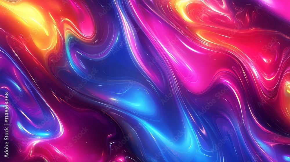 Fototapeta premium Abstract Swirling Vibrant Colors Digital Art