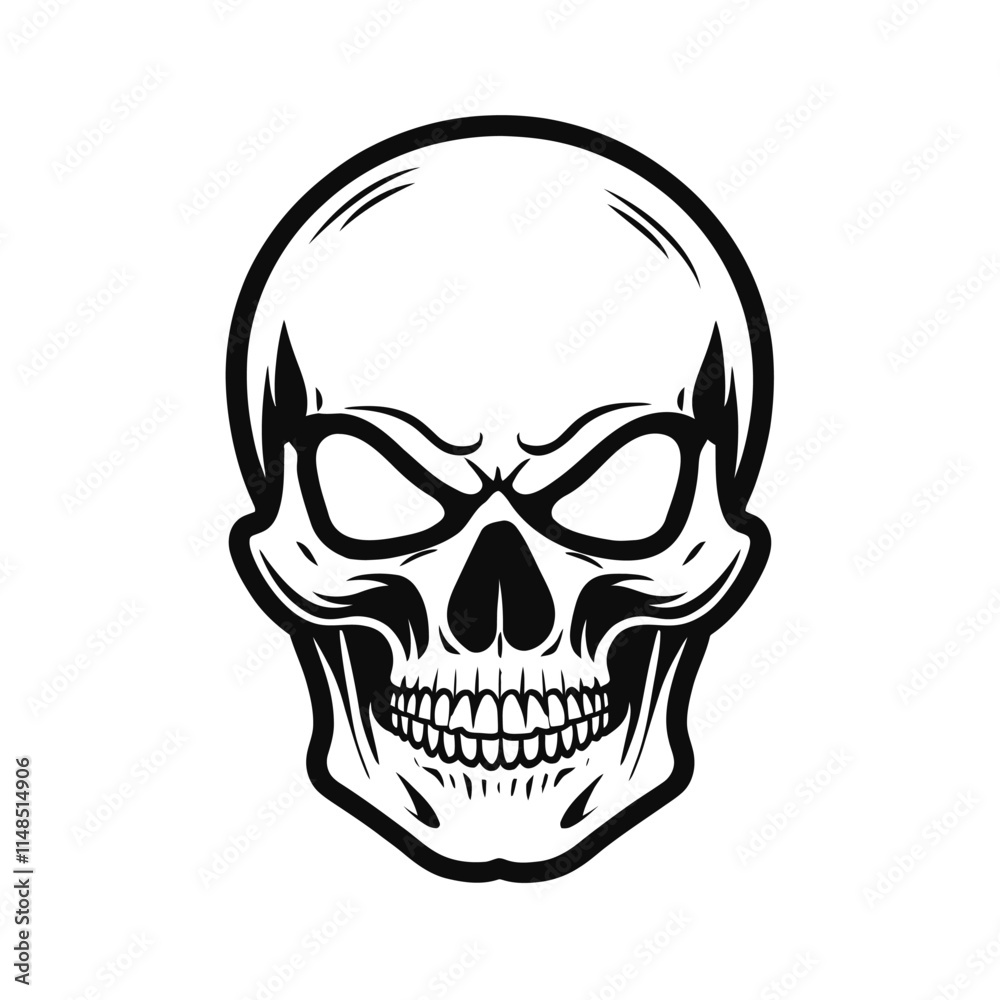 Black and white vector image of a human skull Black and white vector image of a human skull