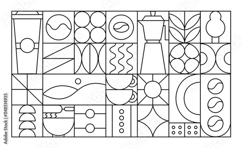 Background,pattern Bauhaus coffee contour
