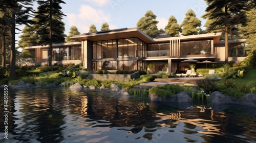 Modern Lakeside House Amongst Tall Pine Trees
