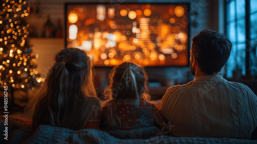 Wallpaper Mural Family Watching TV Broadcast at Home with Cozy and Warm Lighting  
 Torontodigital.ca
