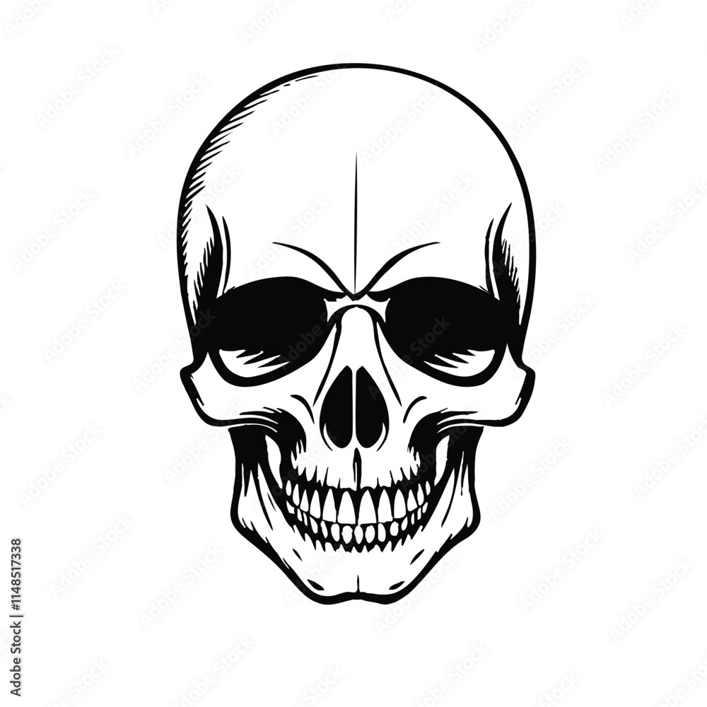 Black and white vector image of a human skull Black and white vector image of a human skull