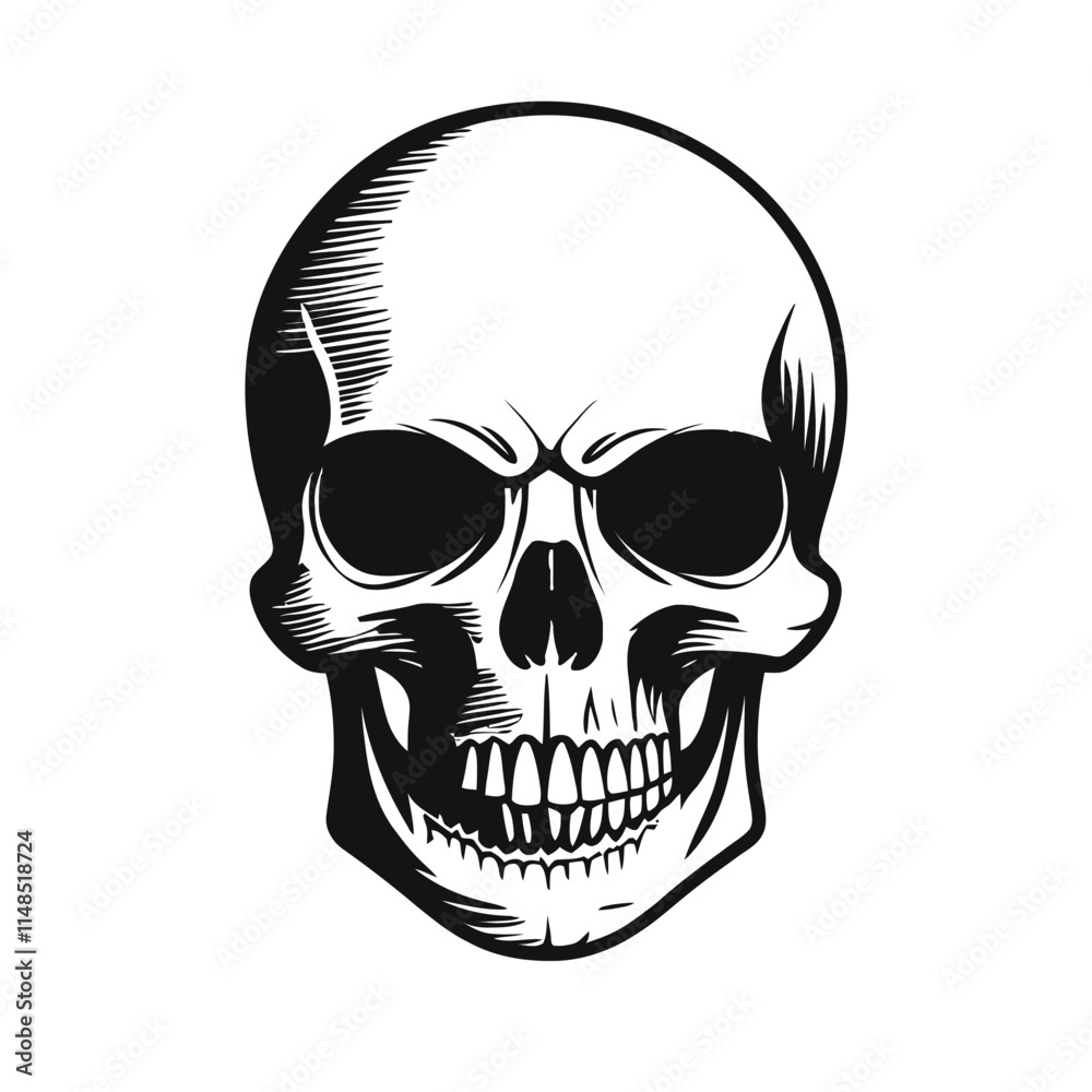 Black and white vector image of a human skull Black and white vector image of a human skull
