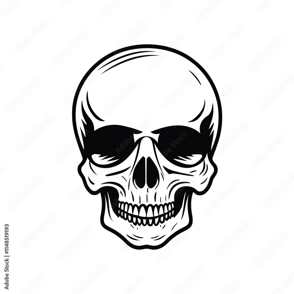 Black and white vector image of a human skull Black and white vector image of a human skull