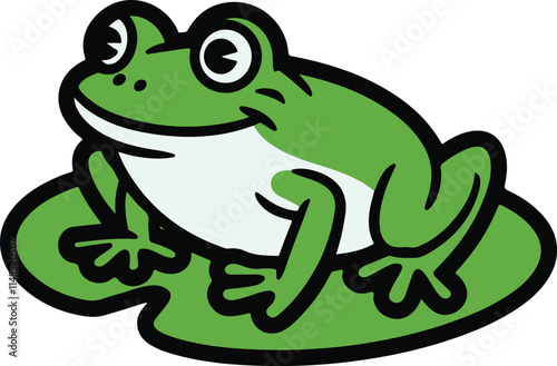 green frog cartoon. vector illustration