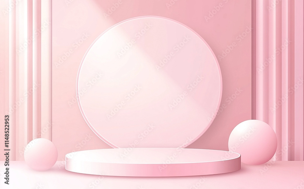 Pink Background with Stylish Podium for Product Display Pink Background with Stylish Podium for Product Display