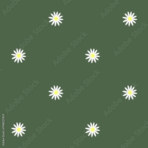 Seamless pattern with daisies elements