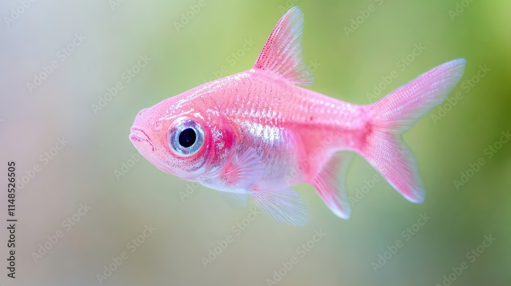 Close-up of a pink fish swimming in an aquarium. Close-up of a pink fish swimming in an aquarium.