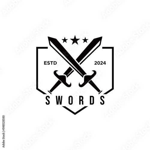 sword logo vector vintage illustration template icon graphic design