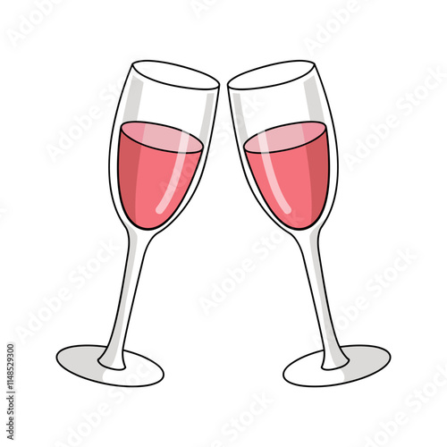 cute doodle illustration of clinking champagne